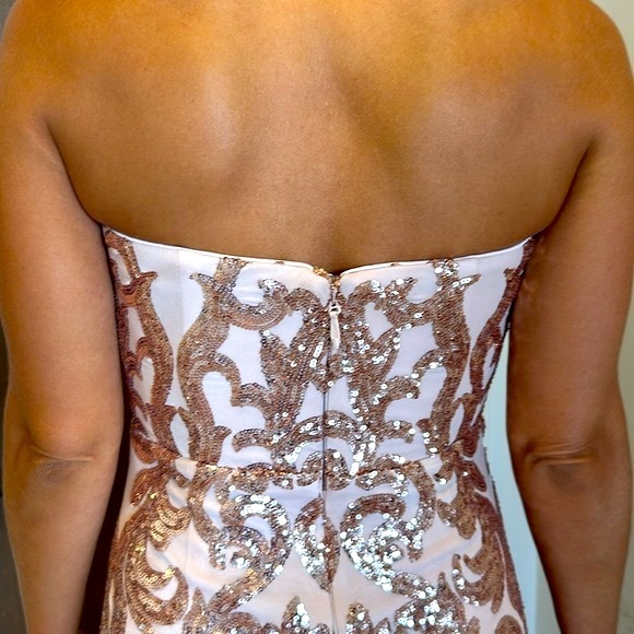 Bariano Rebecca Rose Gold Strapless Sequin Maxi Dress. Only Worn Once! - Picture 13 of 16